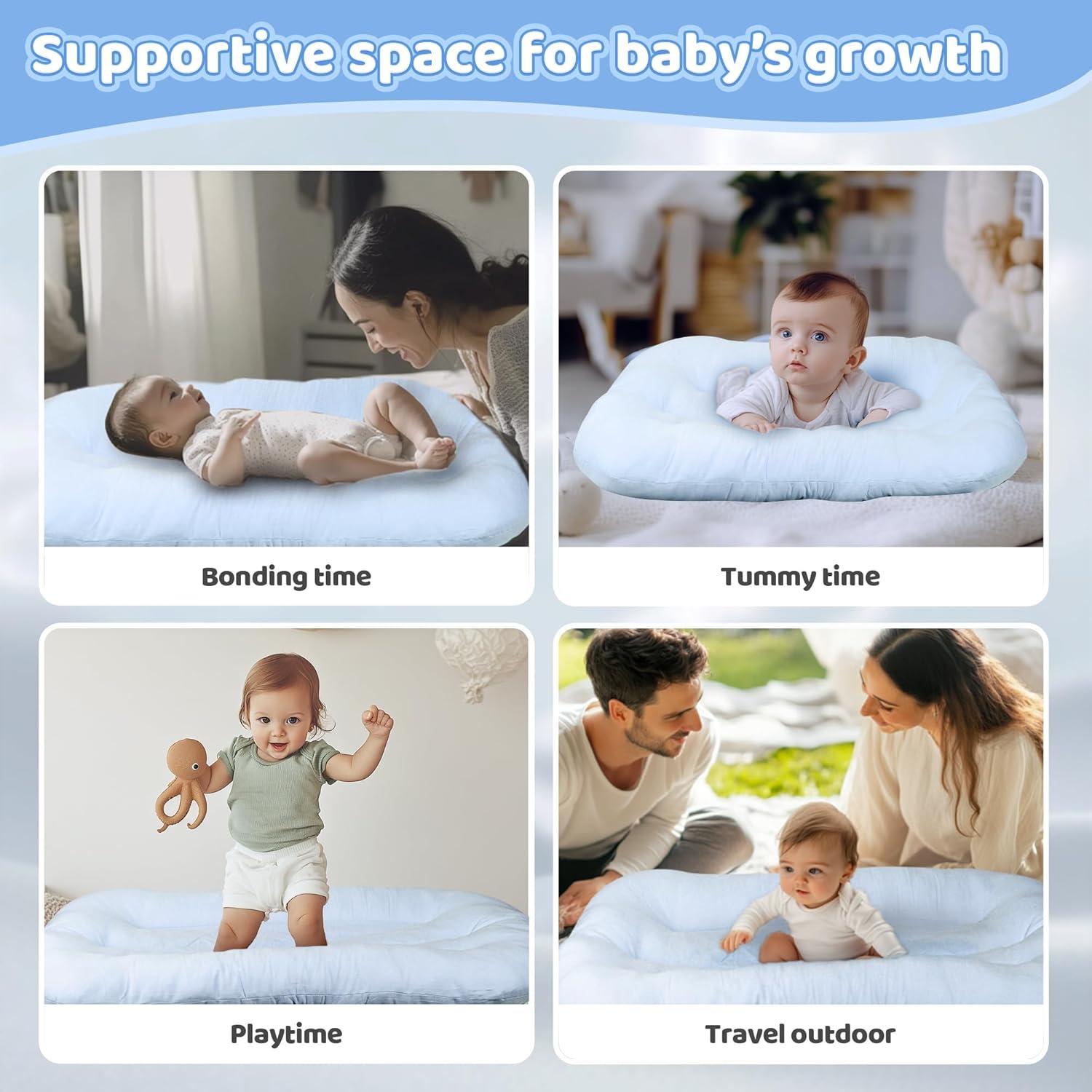 Cuna Nido para Bebés Zuma Azul - Algodón Suave, 0-24 Meses