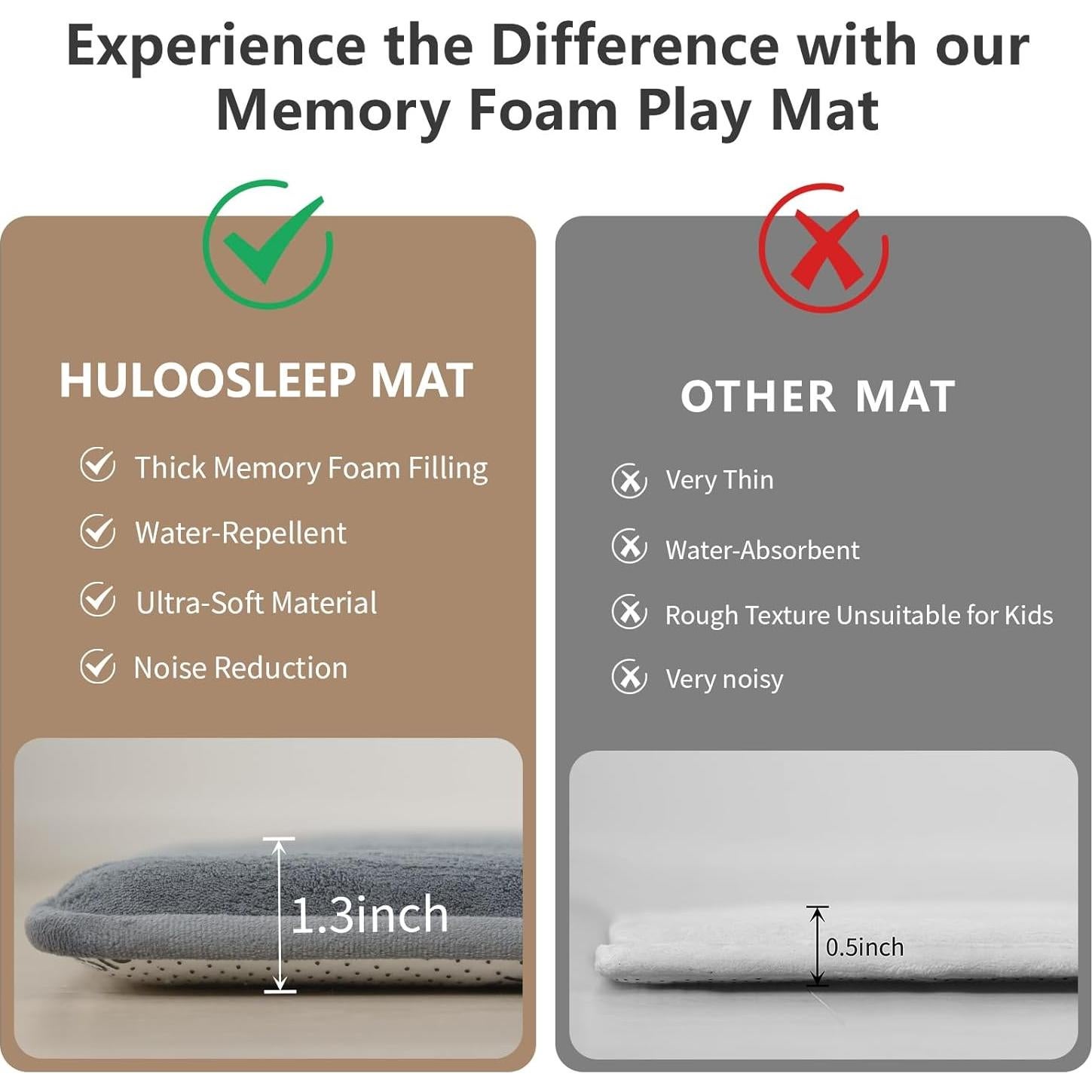 Alfombra de Juego para Bebés 127x127 cm Gris Oscuro HulooSleep