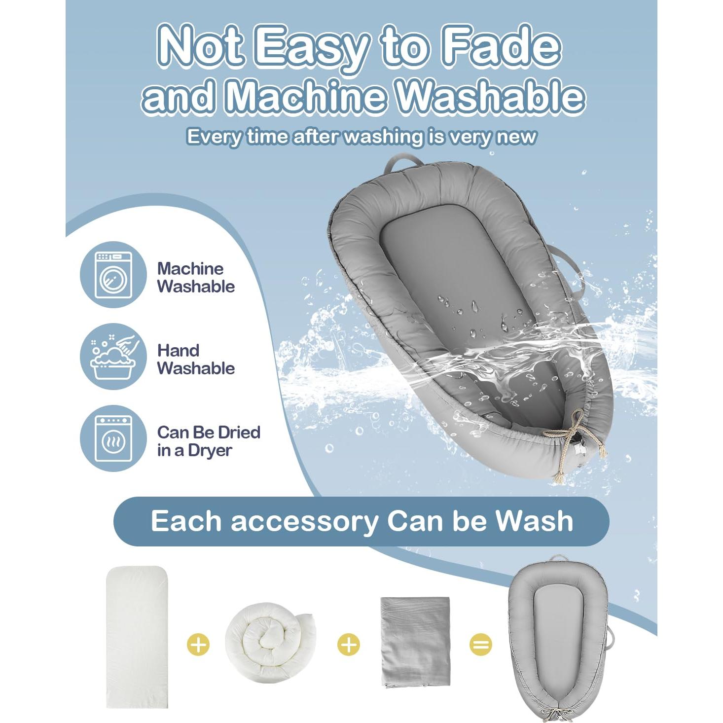 Cuna para Bebés Baobrava 3 en 1 Algodón Orgánico Gris