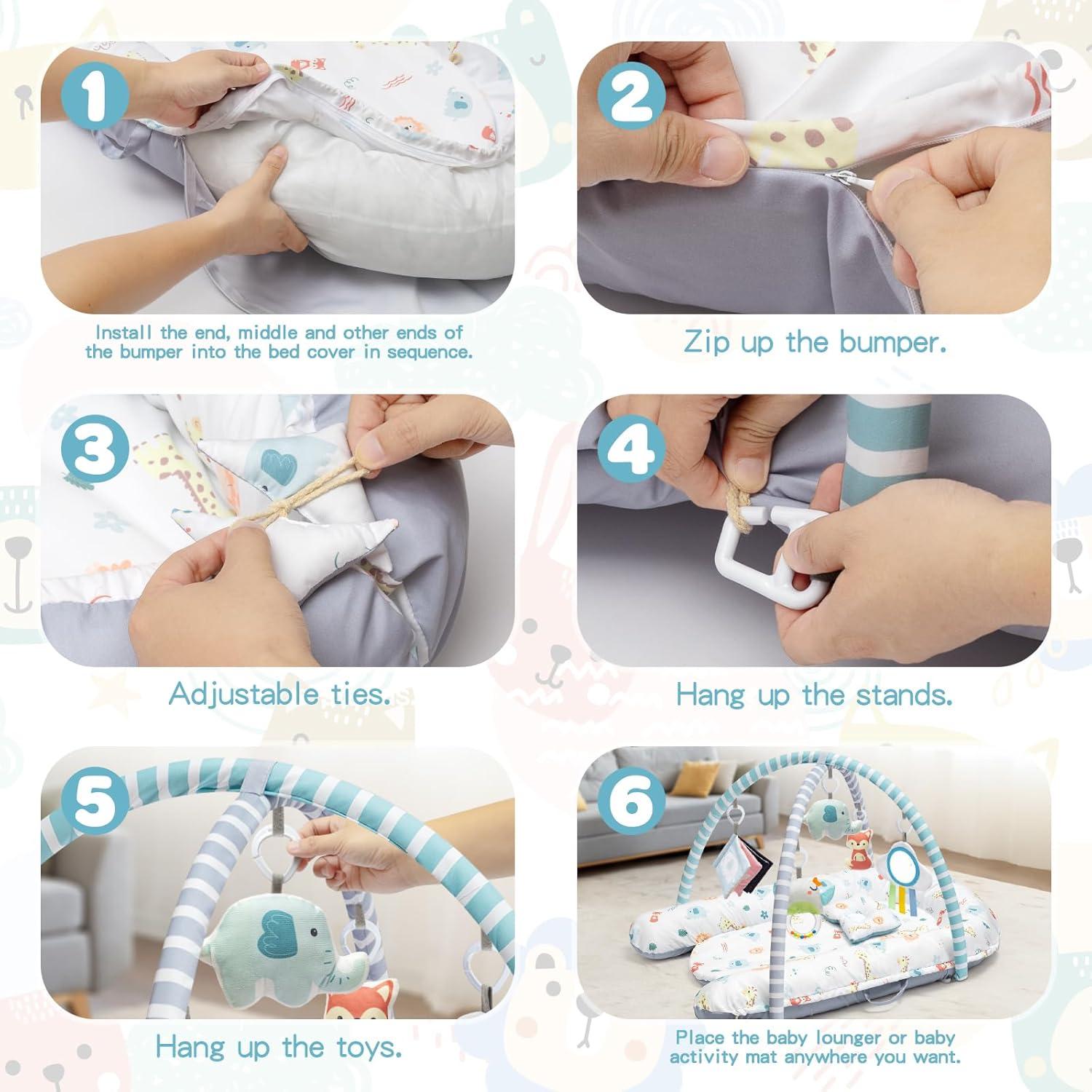 Alfombra de Juego para Bebés 7 en 1 Jyusmile - Lavable y Suave