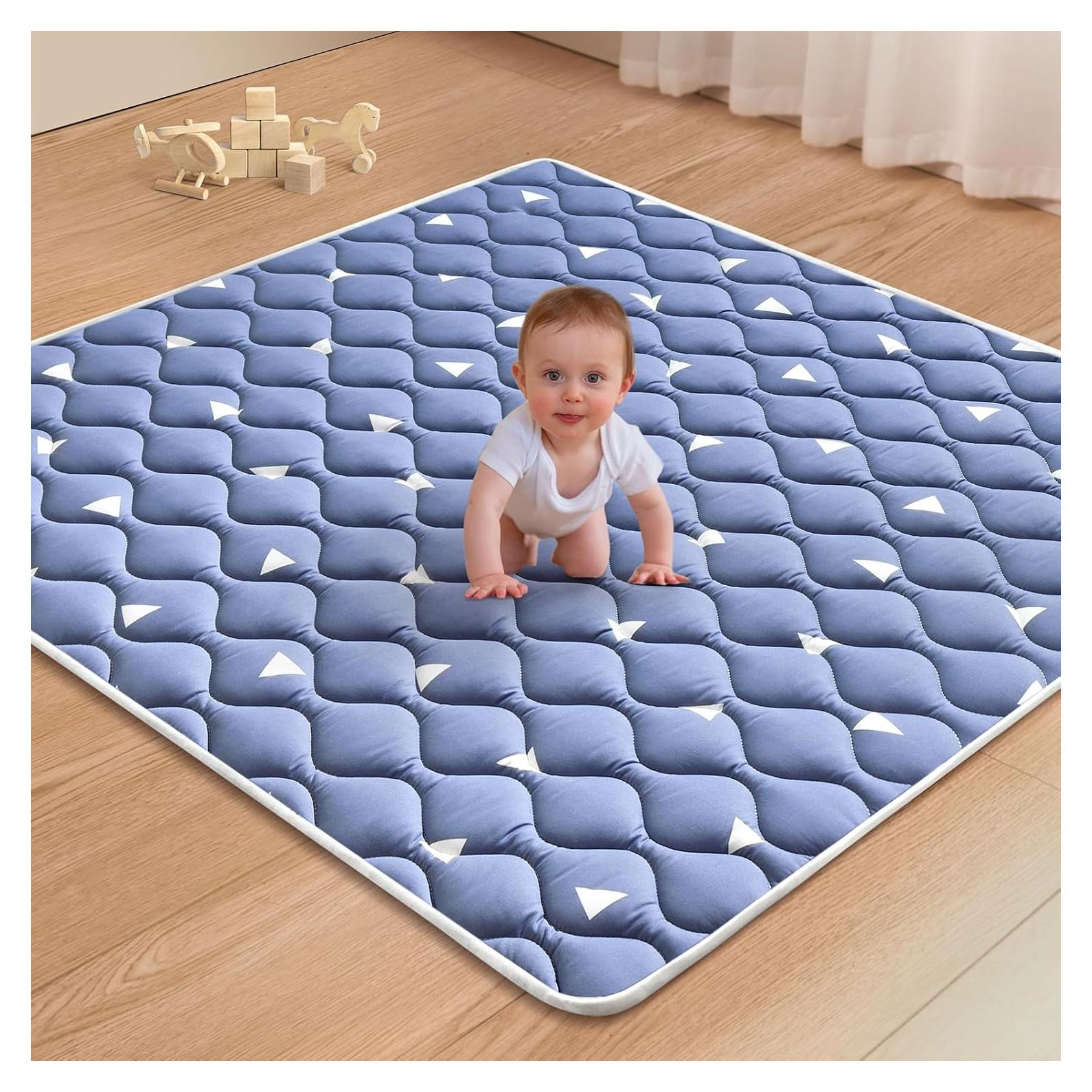 Alfombra de Juego de Espuma Antideslizante Azul Sueño 127x127 cm