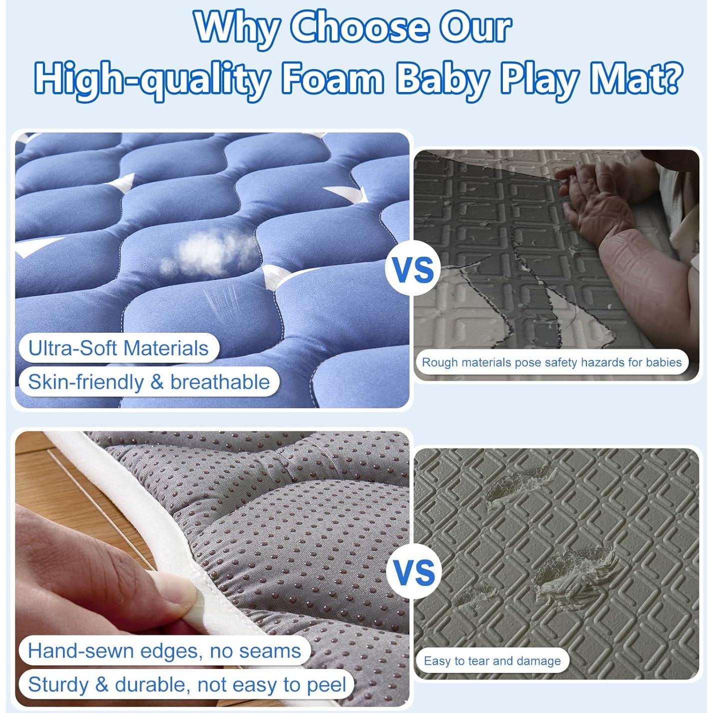 Alfombra de Juego de Espuma Antideslizante Azul Sueño 127x127 cm