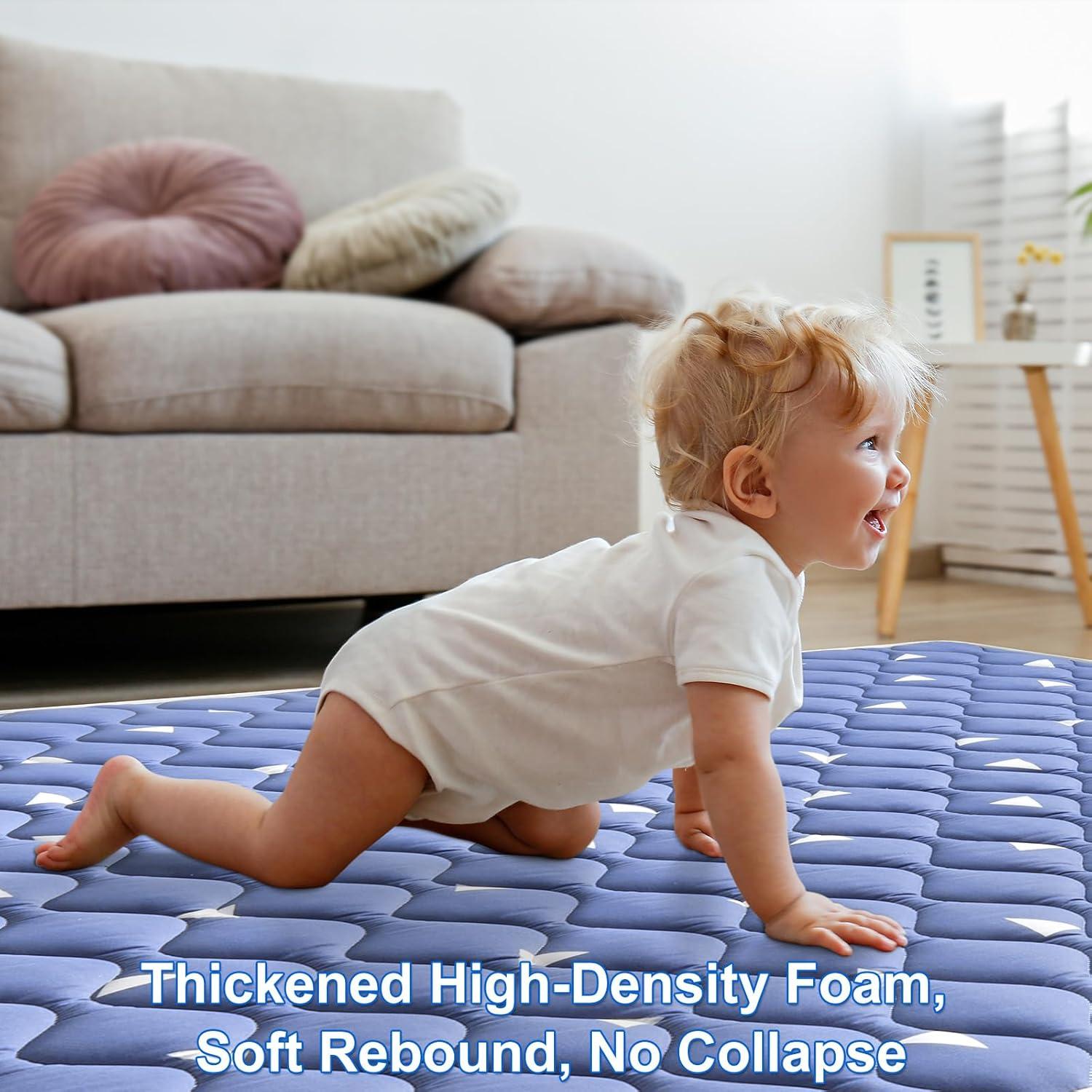 Alfombra de Juego de Espuma Antideslizante Azul Sueño 127x127 cm