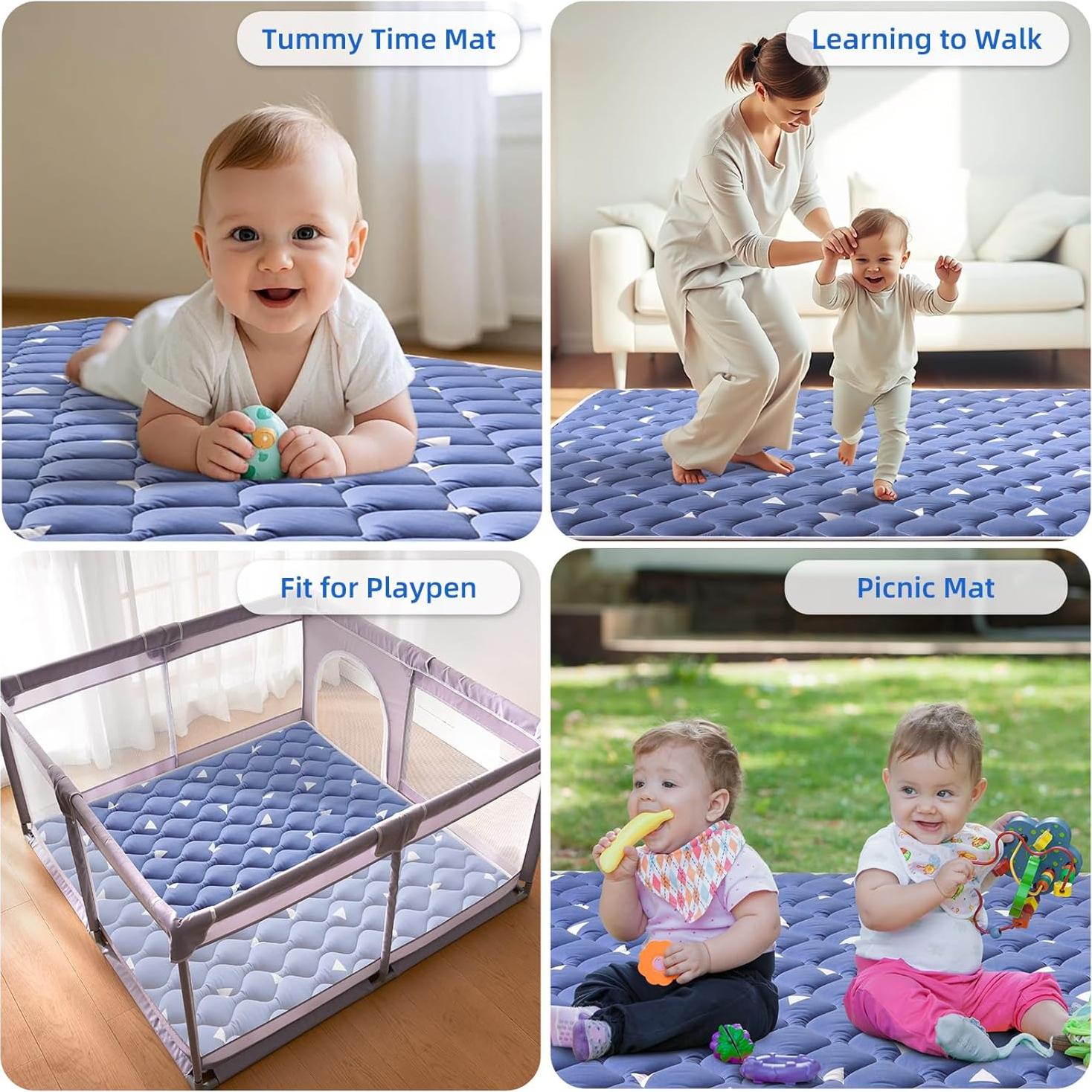 Alfombra de Juego de Espuma Antideslizante Azul Sueño 127x127 cm