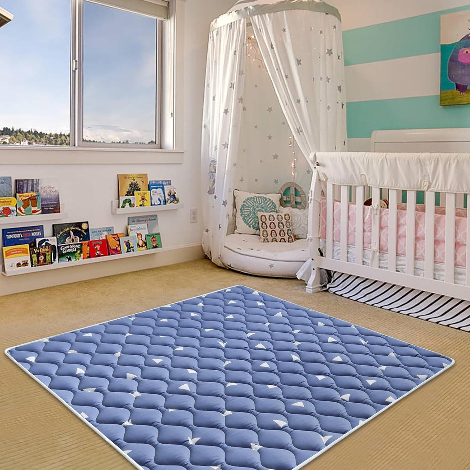 Alfombra de Juego de Espuma Antideslizante Azul Sueño 127x127 cm