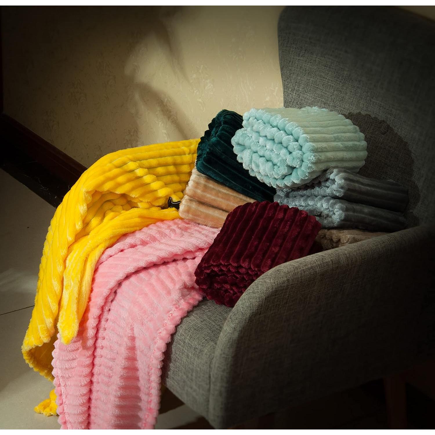 Manta de Felpa Suave NTBAY Rosa 76x102 cm Rayas Reversible