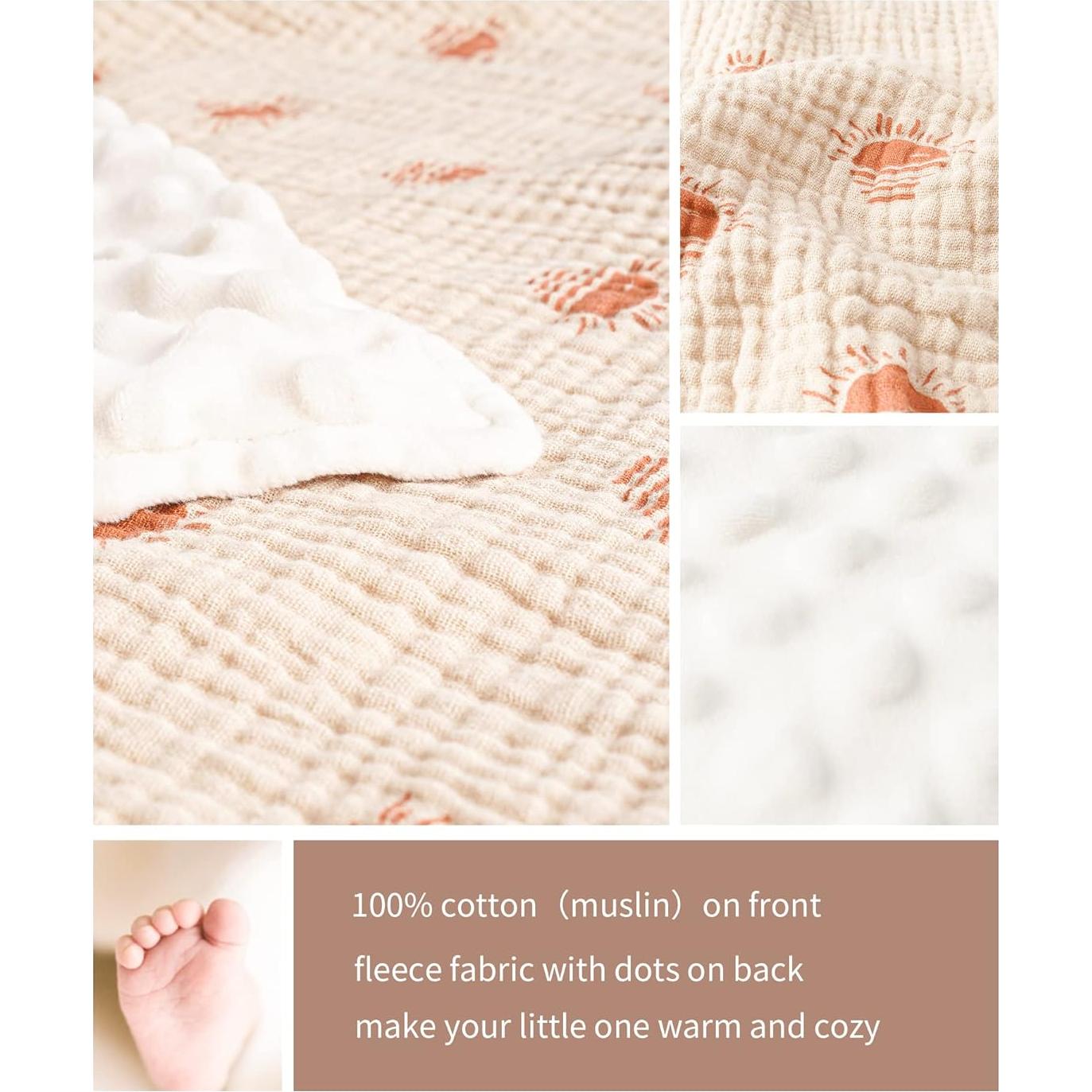 Manta para Bebé Konssy 76x102 cm Algodón Muselina y Felpa