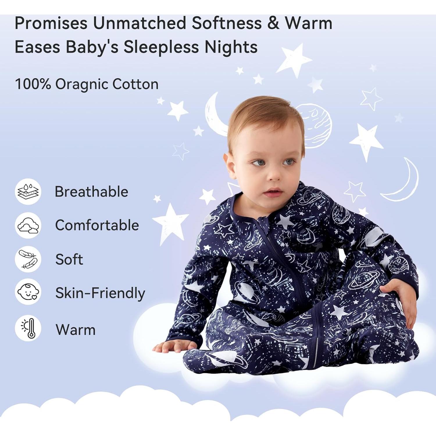 Saco de Sueño Unnivoll 100% Algodón 6-12 Meses Planeta Azul Gris