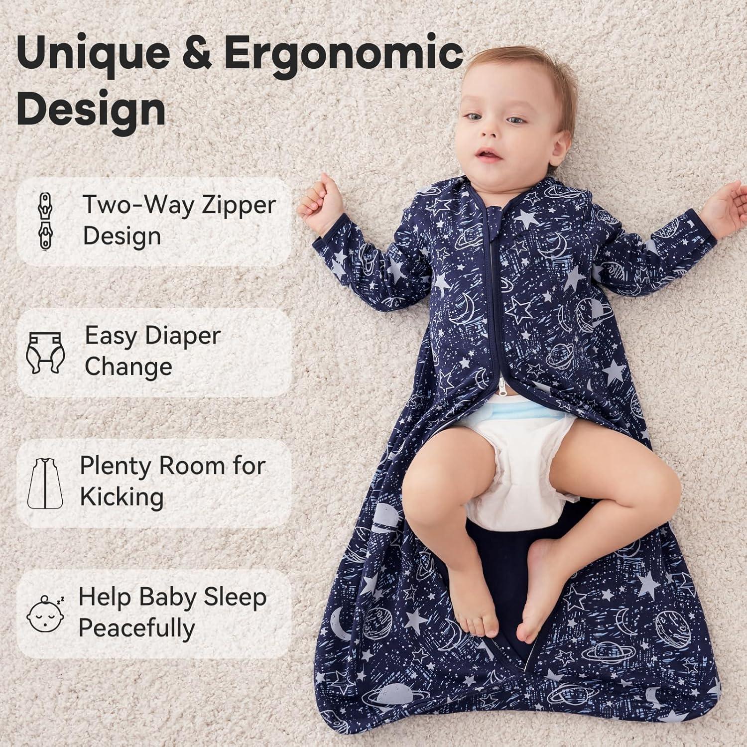 Saco de Sueño Unnivoll 100% Algodón 6-12 Meses Planeta Azul Gris