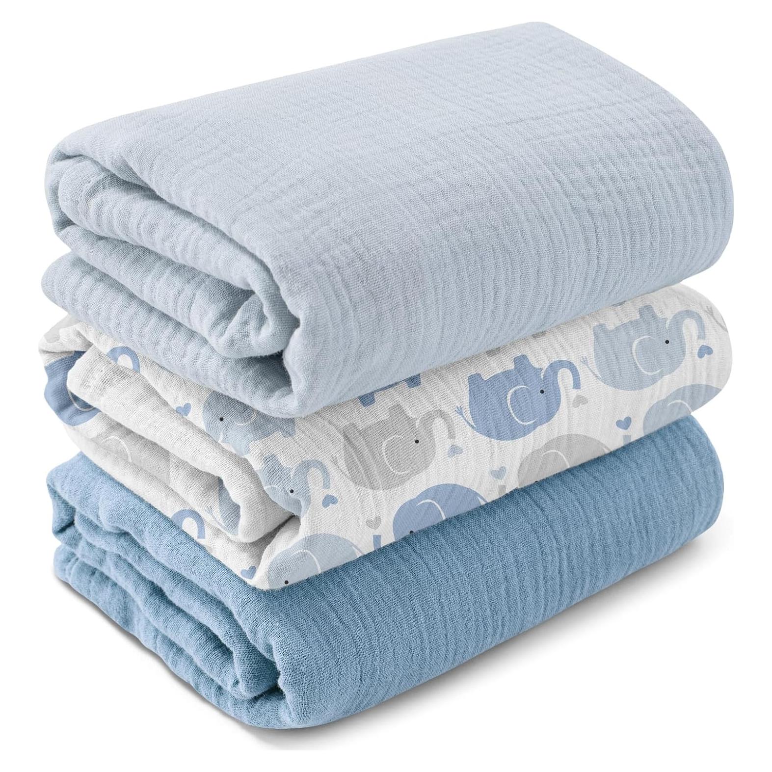 Mantas de Muselina GLLQUEN BABY, Paquete de 3, 96.5x101.6 cm