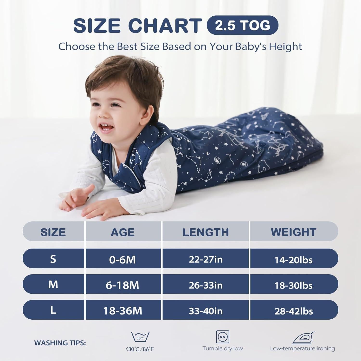 Saco de Dormir Unisex Mosebears 2.5 Tog para Bebés 6-18 Meses