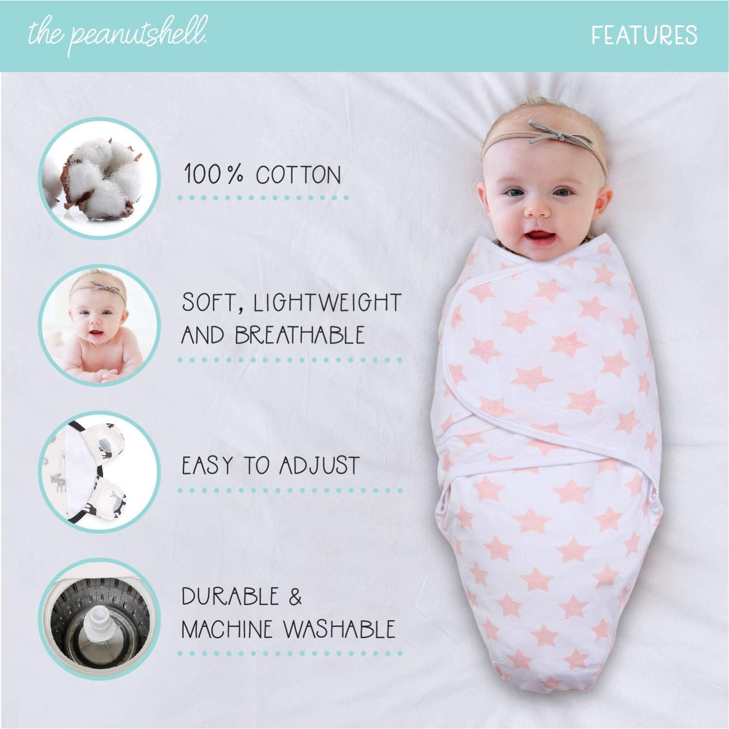 Juego de mantas swaddle The Peanutshell 3 unidades floral rosa
