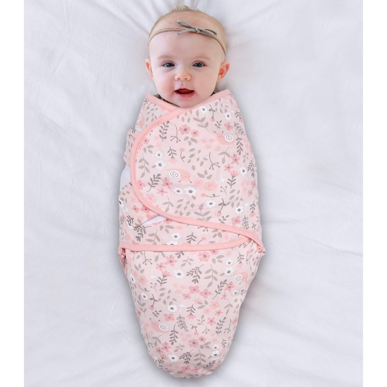 Juego de mantas swaddle The Peanutshell 3 unidades floral rosa