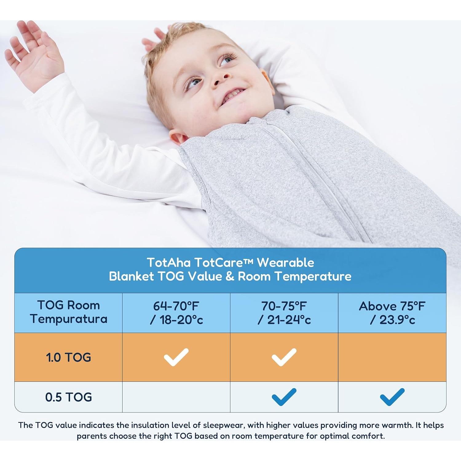 Saco de Sueño TotAha 1.0 TOG para Bebés 6-12 Meses Gris