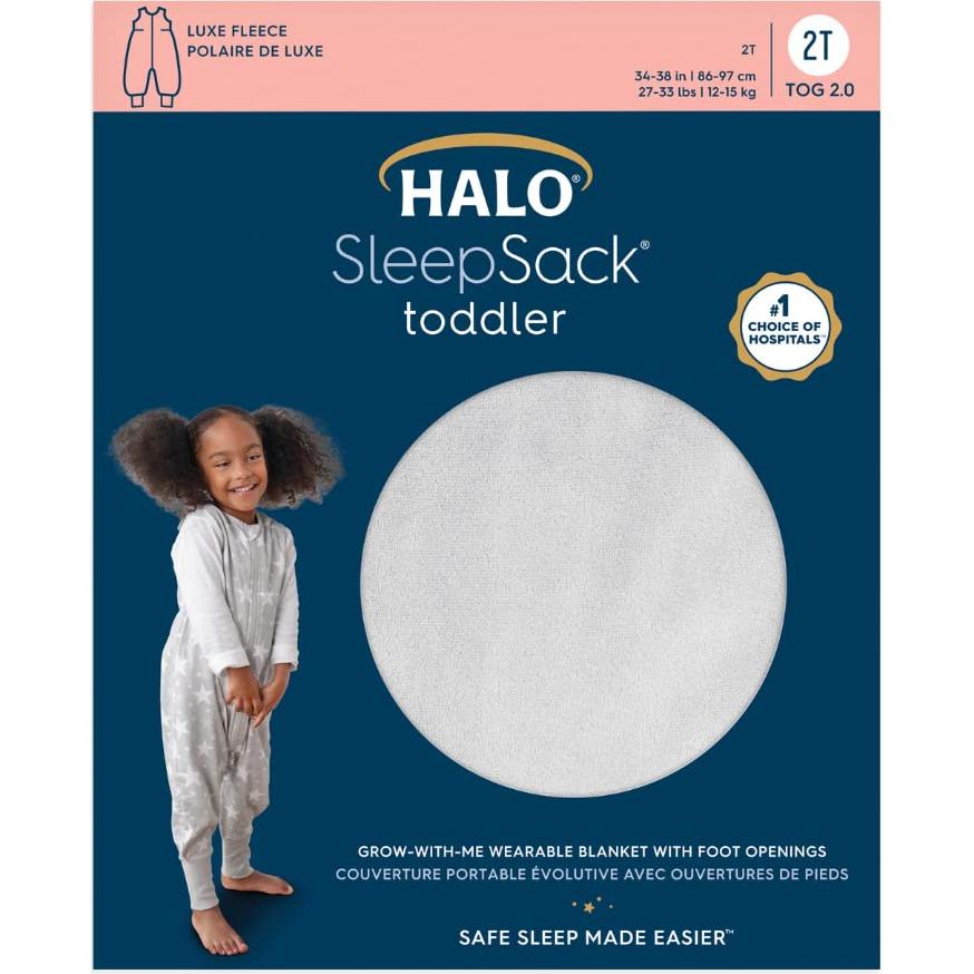 Saco de Dormir HALO Sleepsack Franela Luxe 12-24M Gris TOG 2.0
