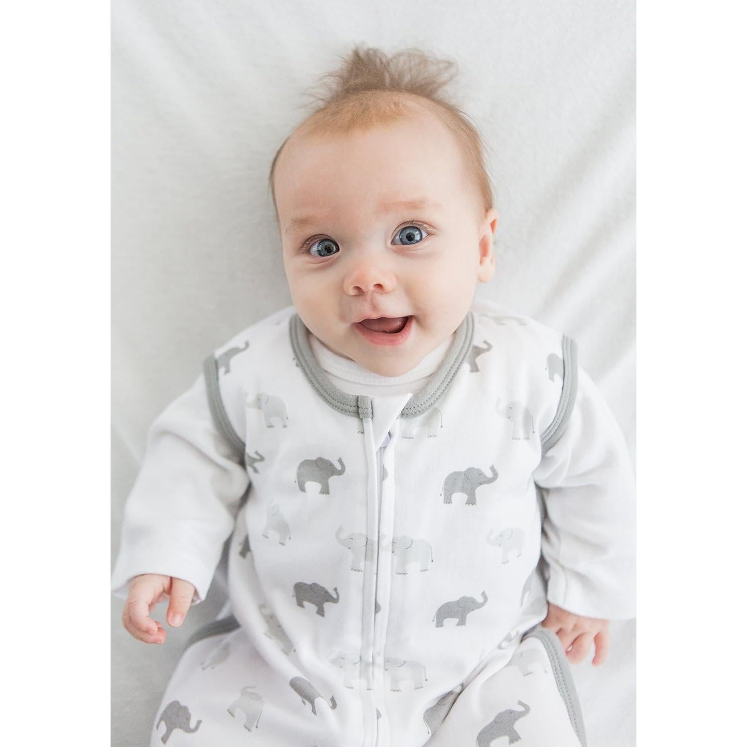 Saco de dormir de algodón Amazing Baby Elefantes 0-6 meses