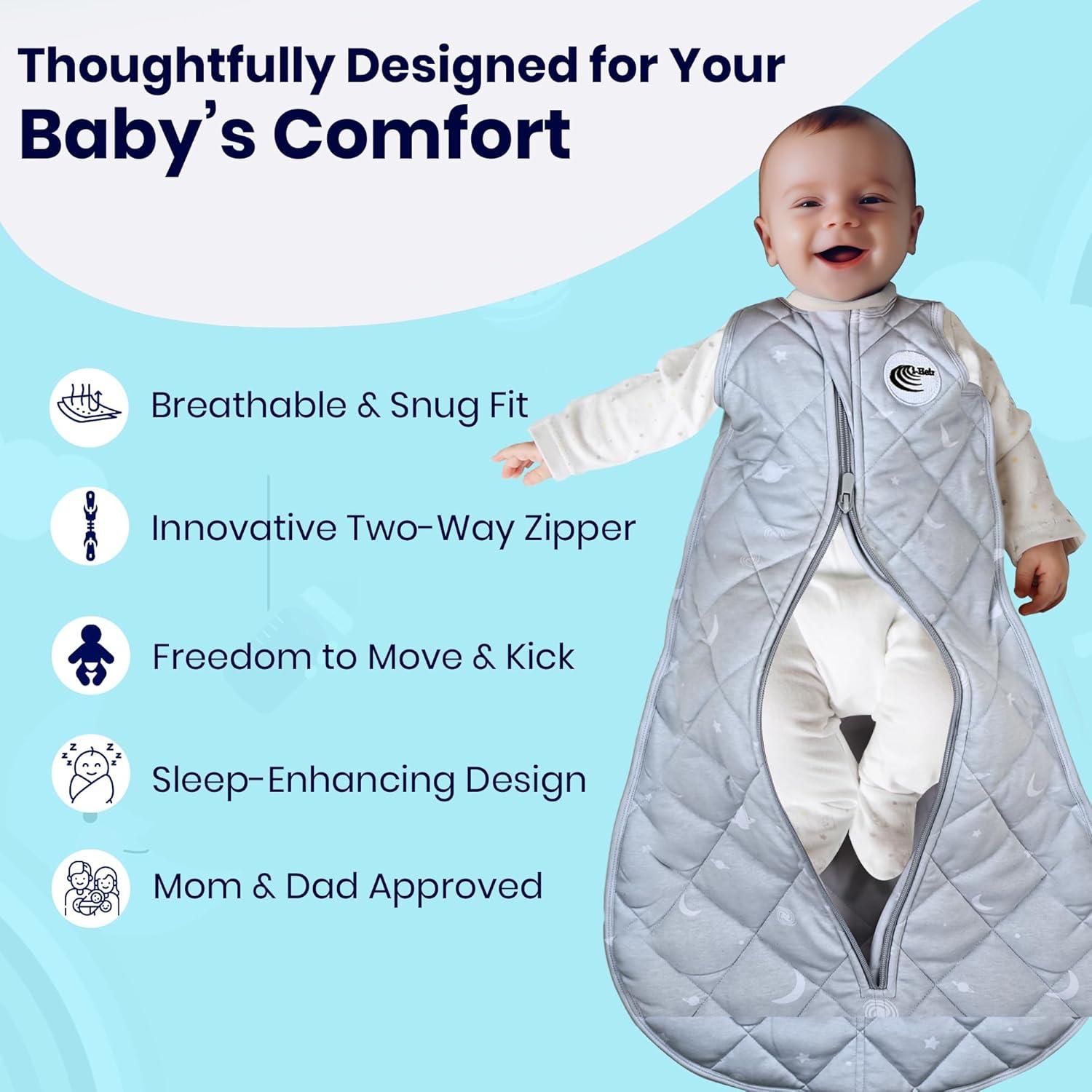 Saco de Sueño para Bebés 0-6 Meses 1.5 TOG Algodón Gris