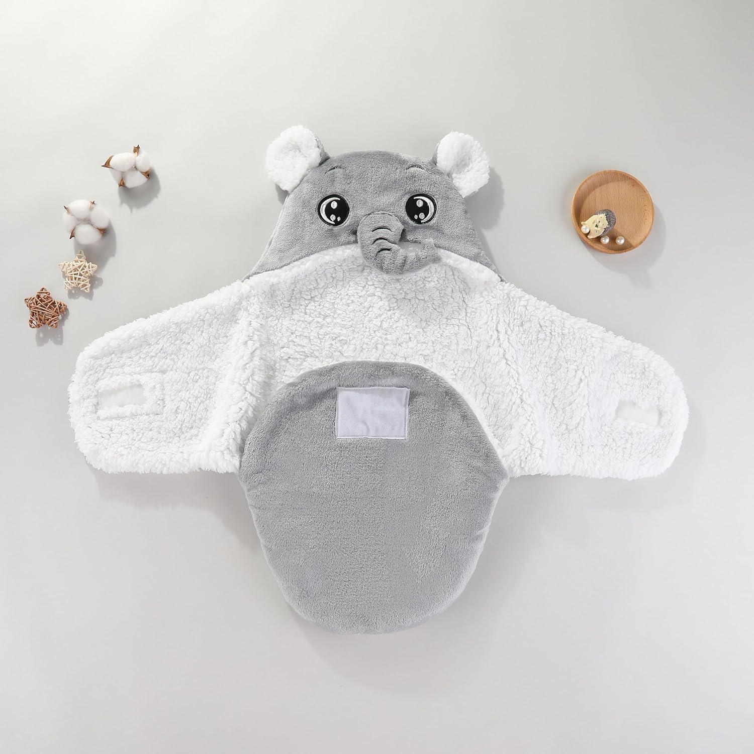 Manta de Envoltura con Capucha Winmany Elefante Gris 0-3 Meses