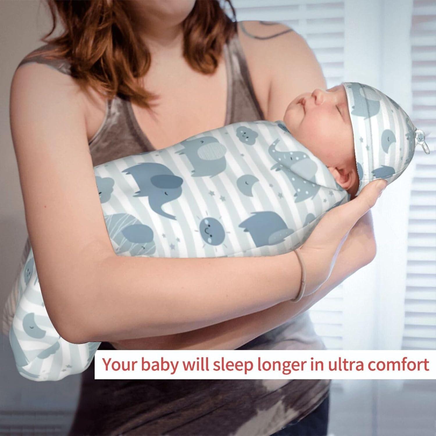 Manta de Arrullo y Gorro Lcokin Elefante para Bebés 0-6 Meses