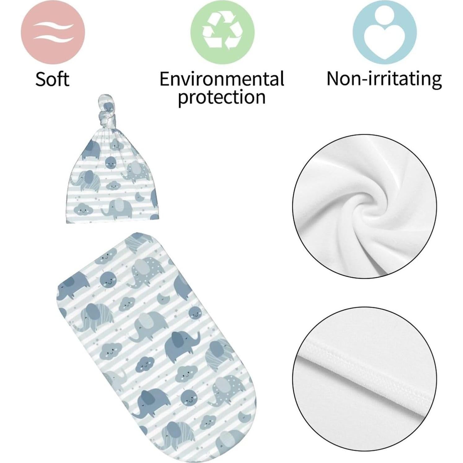 Manta de Arrullo y Gorro Lcokin Elefante para Bebés 0-6 Meses