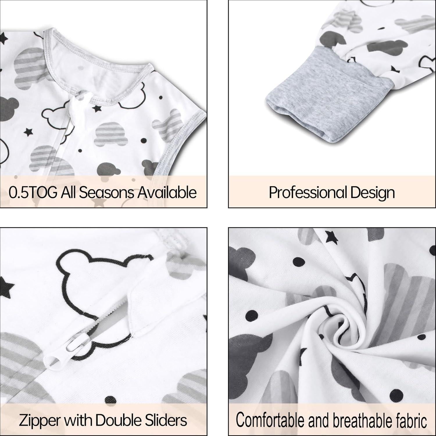 Saco de dormir para niños 2T-3T Oso con piernas 0.5 Tog