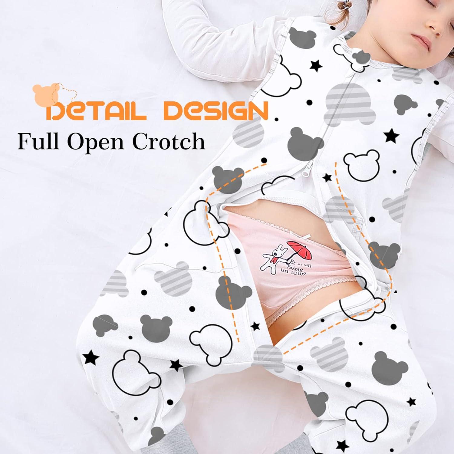 Saco de dormir para niños 2T-3T Oso con piernas 0.5 Tog