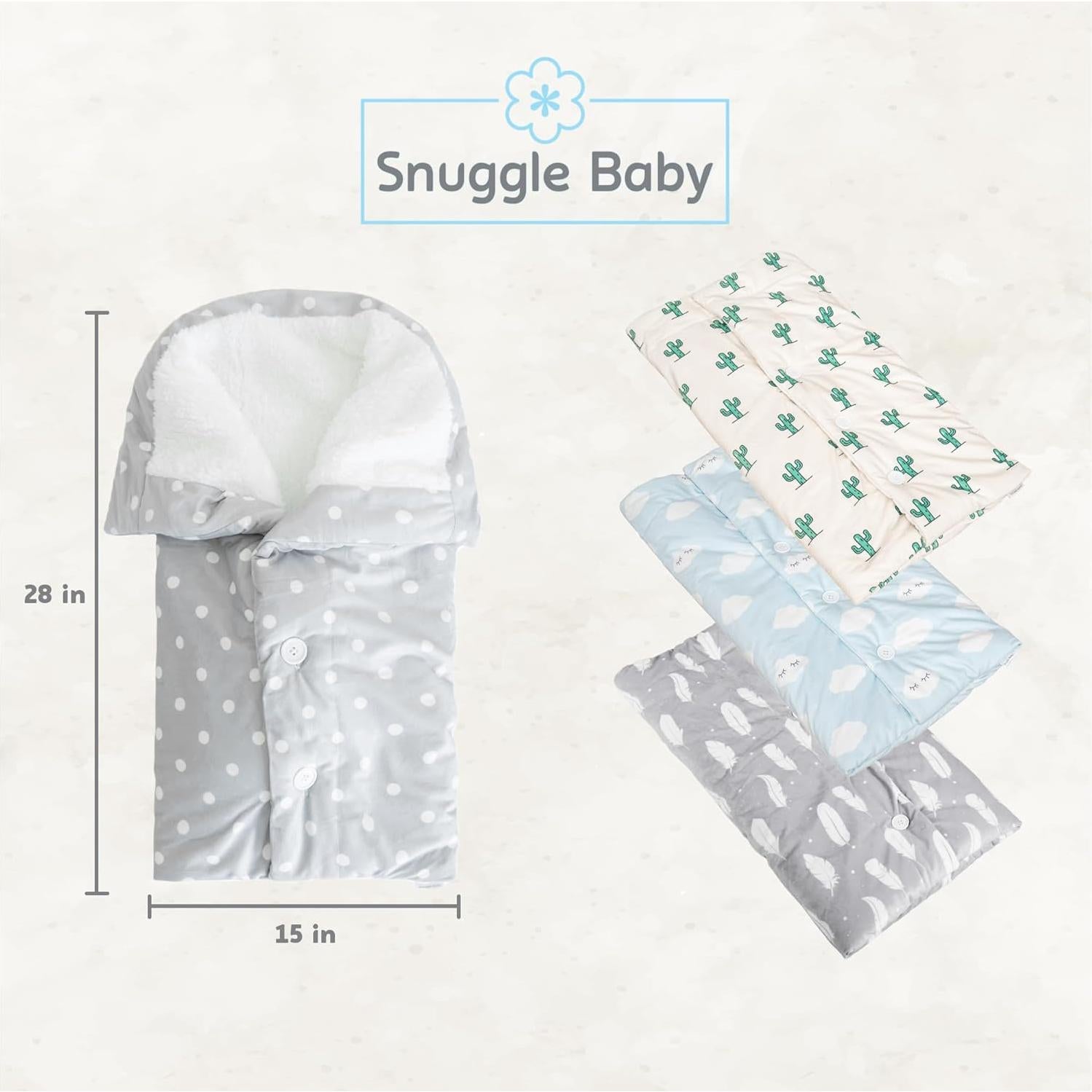 Manta Envueltoria Snuggle Baby Gris Puntos Blancos 0-3 Meses