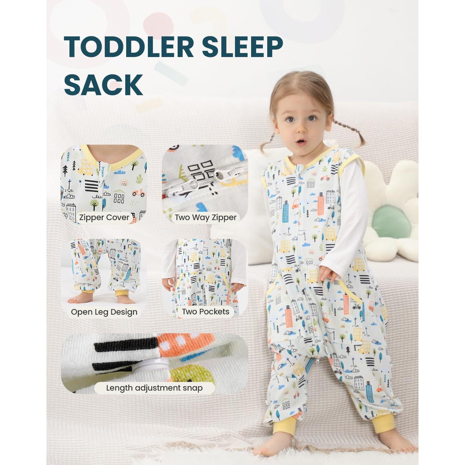 Saco de Sueño HOMEAL 2T-3T Algodón para Niños con Piernas
