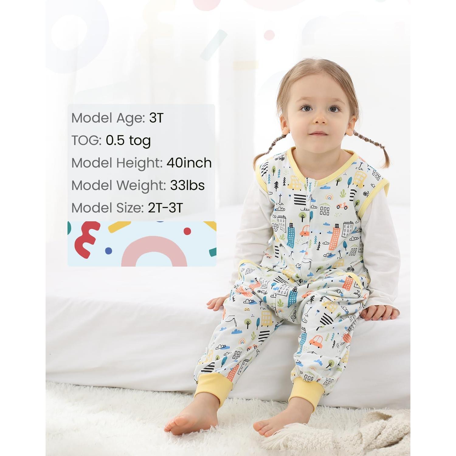 Saco de Sueño HOMEAL 2T-3T Algodón para Niños con Piernas