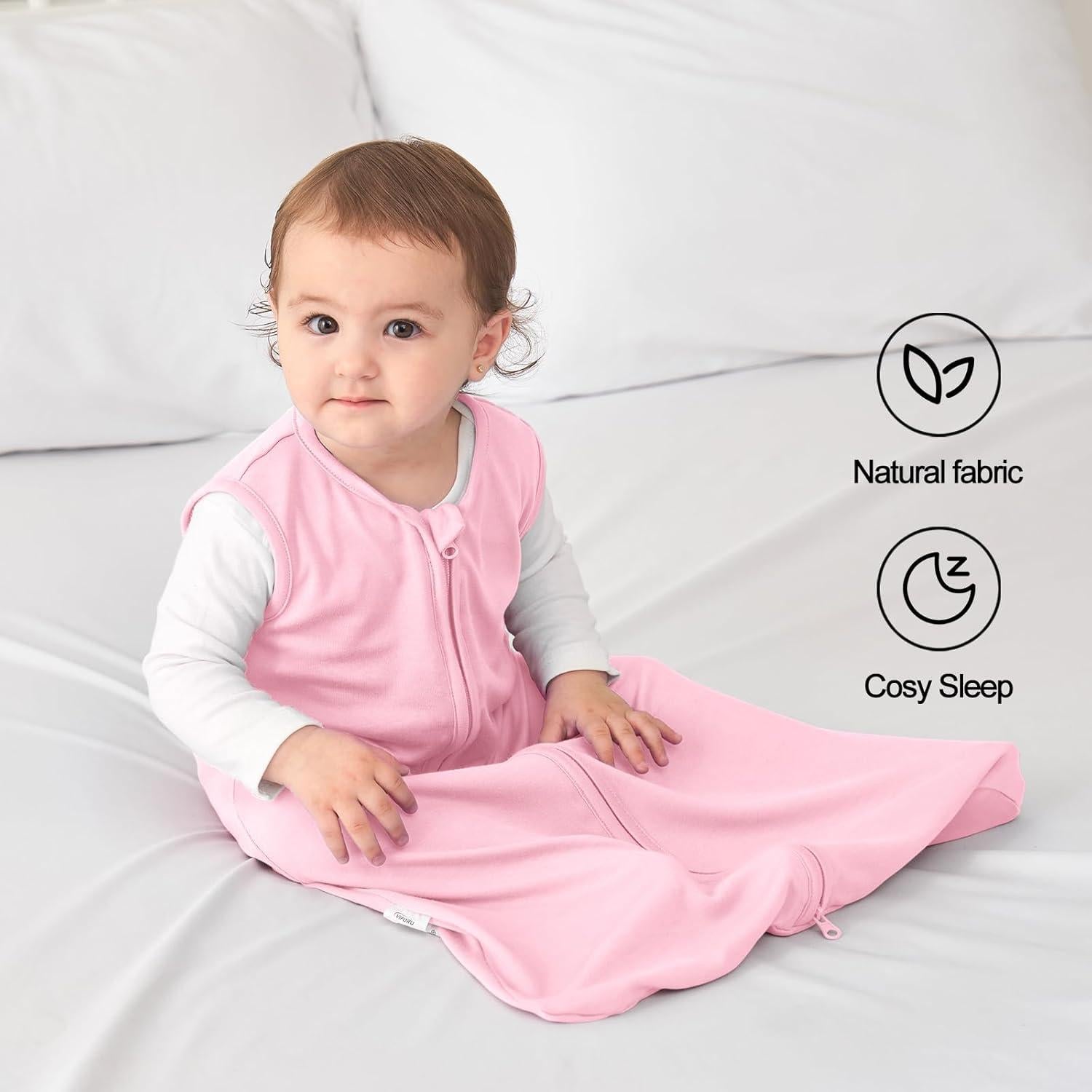 Saco de dormir Viforu 2-pack para bebés 0.5 Tog grisrosado