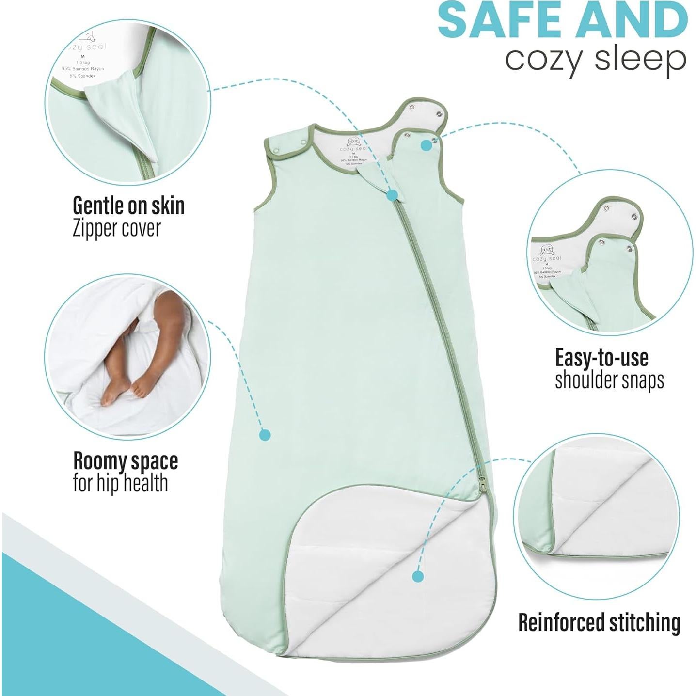 Saco de dormir unisex 1.0 TOG Bambú 6-18 meses con cremallera