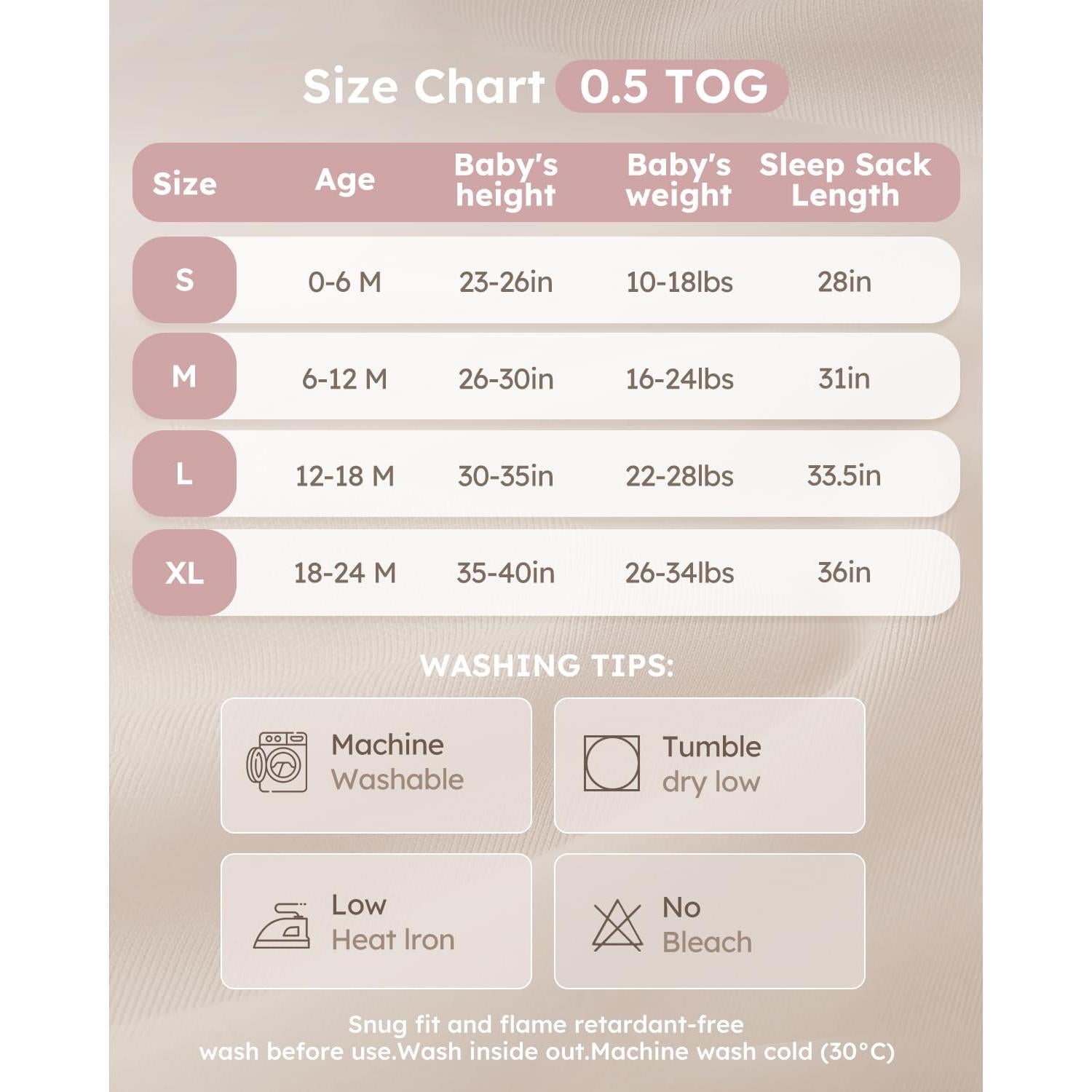 Saco de dormir para bebés Yoofoss 6-12 meses rayón bambú