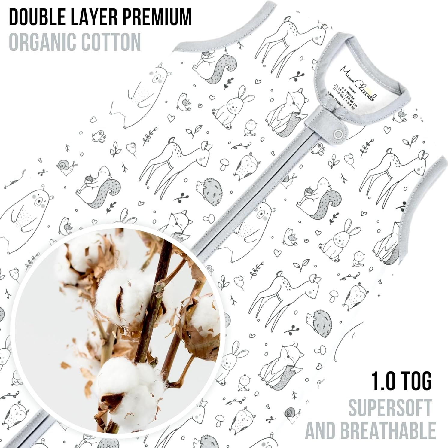 Saco de Sueño Bebé 1.0 TOG Algodón Orgánico Paquete de 2