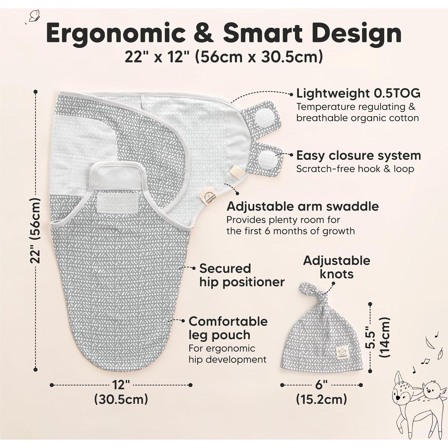 KeaBabies Manta Soothe Orgánica con Gorro para Bebés 0-6 Meses