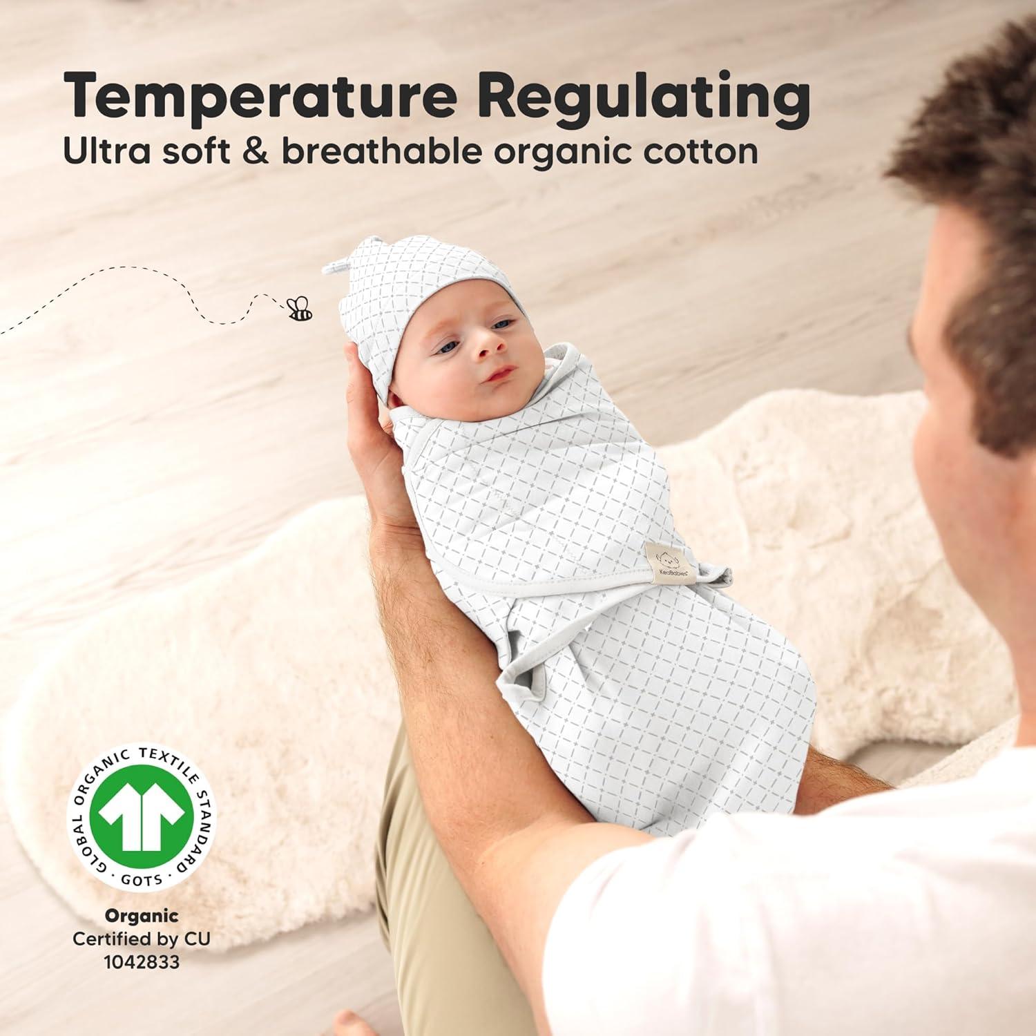 KeaBabies Manta Soothe Orgánica con Gorro para Bebés 0-6 Meses