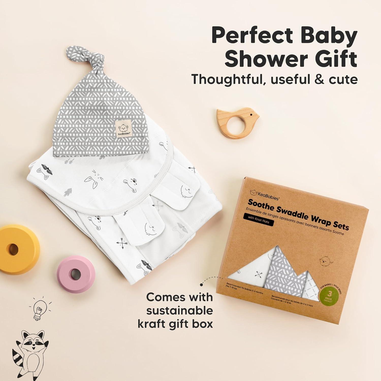 KeaBabies Manta Soothe Orgánica con Gorro para Bebés 0-6 Meses