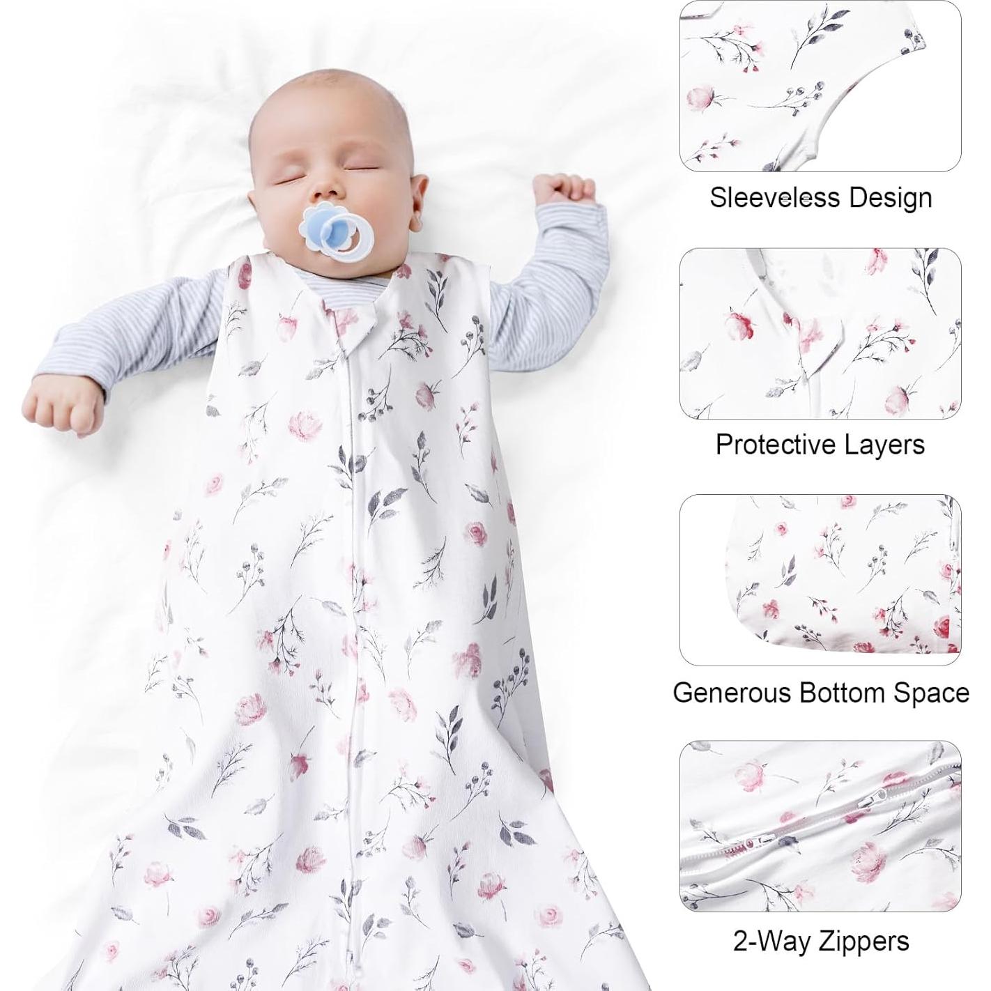 Saco de Dormir para Bebés David 100% Algodón Orgánico Floral Mediano