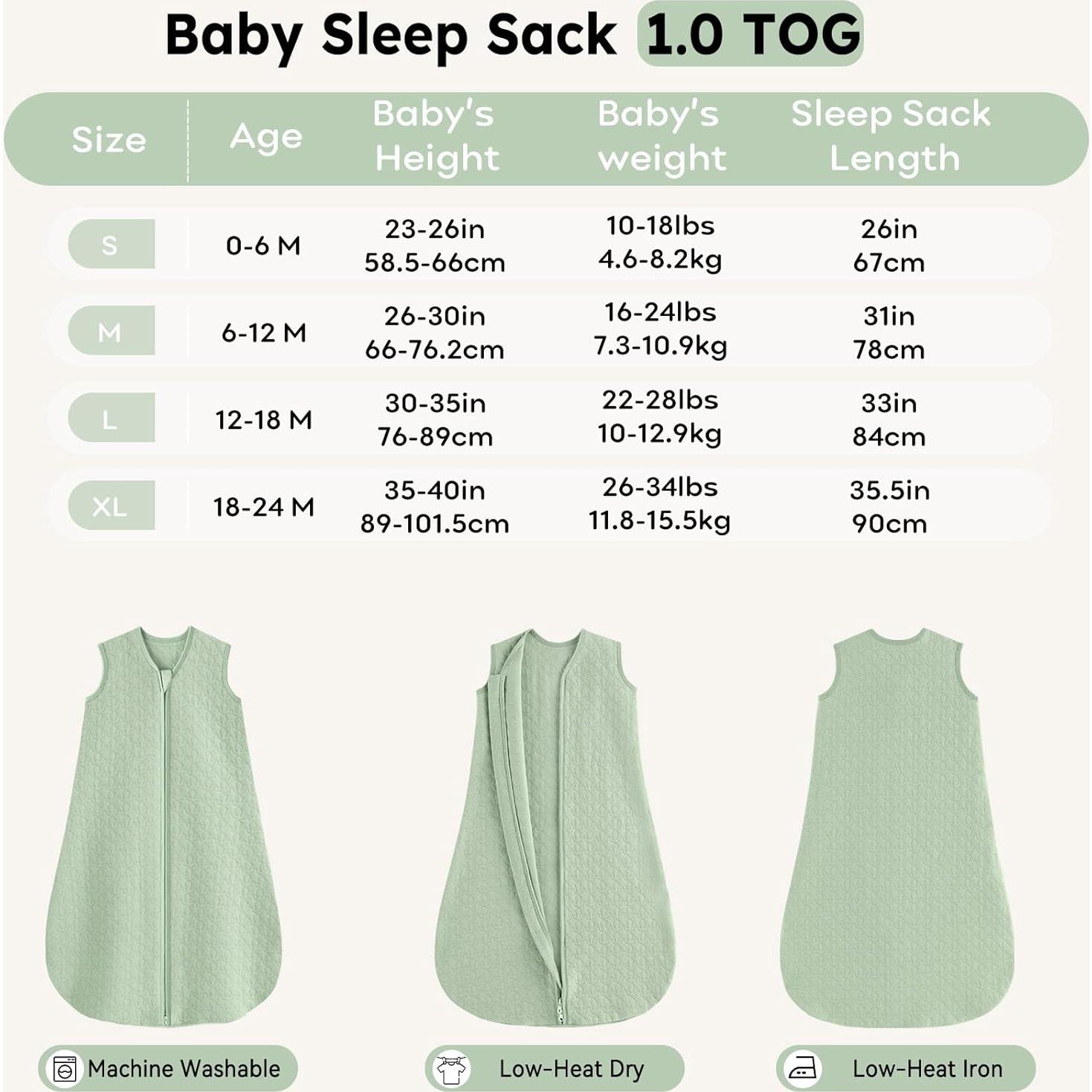 Saco de Sueño Acolchado Unnivoll 1.0 Tog Verde 6-12 Meses