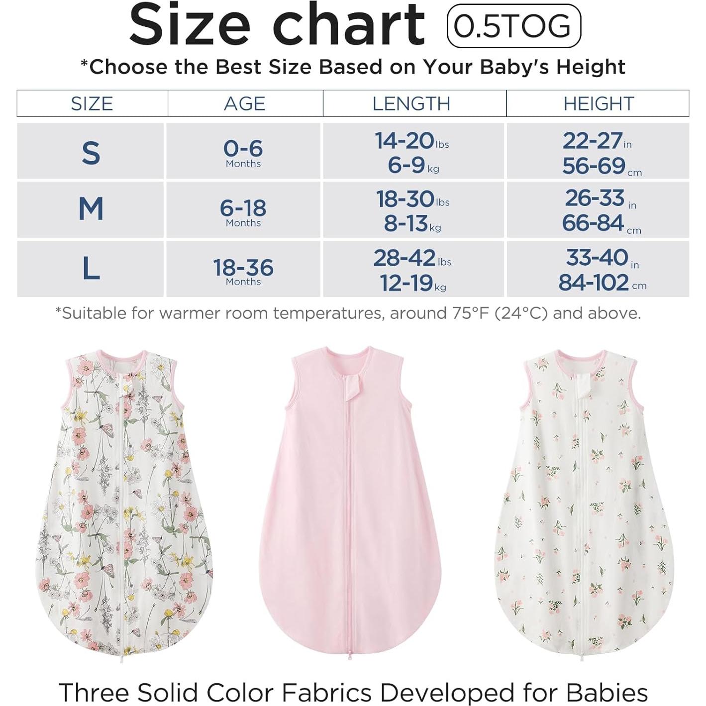 Saco de Dormir para Bebé Duomiaomiao 100% Algodón Orgánico Mediano