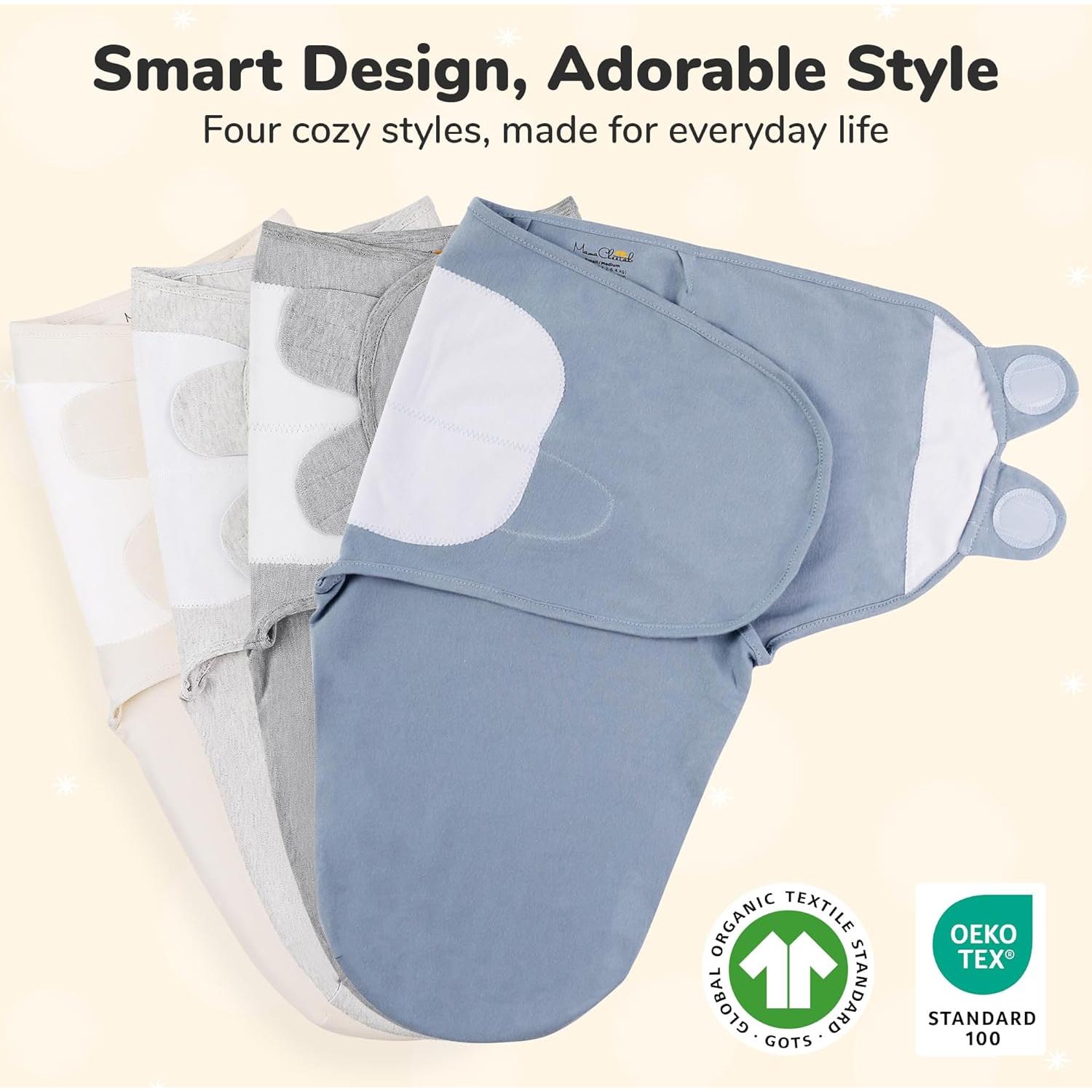 Saco de Envolver Mama Cheetah 4-Pack Algodón Orgánico 0-3 Meses