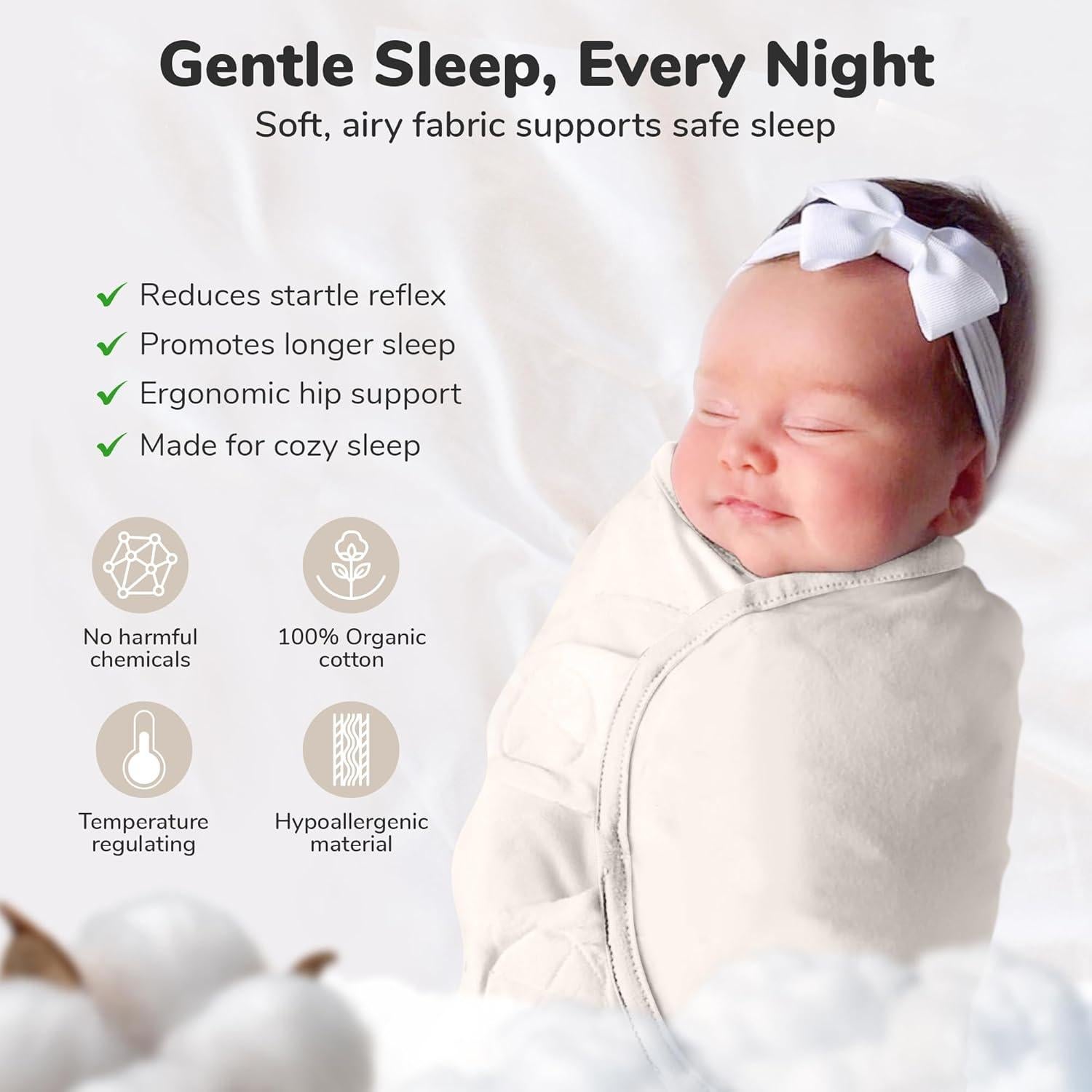 Saco de Envolver Mama Cheetah 4-Pack Algodón Orgánico 0-3 Meses