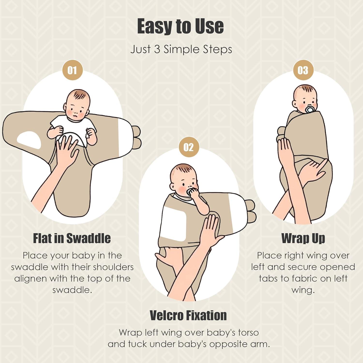 Sacos de Sueño para Bebés DOLPHIN DULCE - 3 Unidades, 0-3 Meses, Algodón