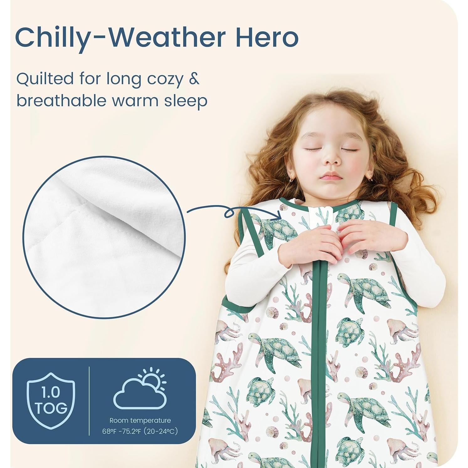 Saco de Sueño Suave 1.0 TOG TOTBASIC Tortuga Verde 24-48 Meses