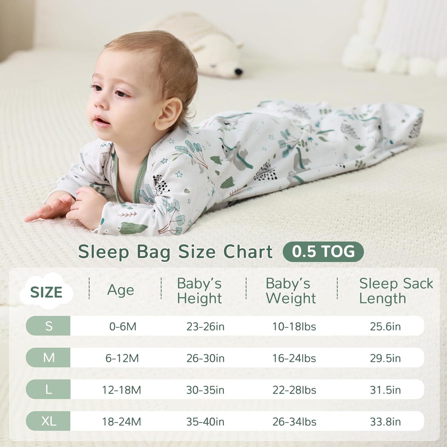 Saco de Sueño JELLYMONI Bebés 6-12 Meses 100% Algodón 0.5 Tog