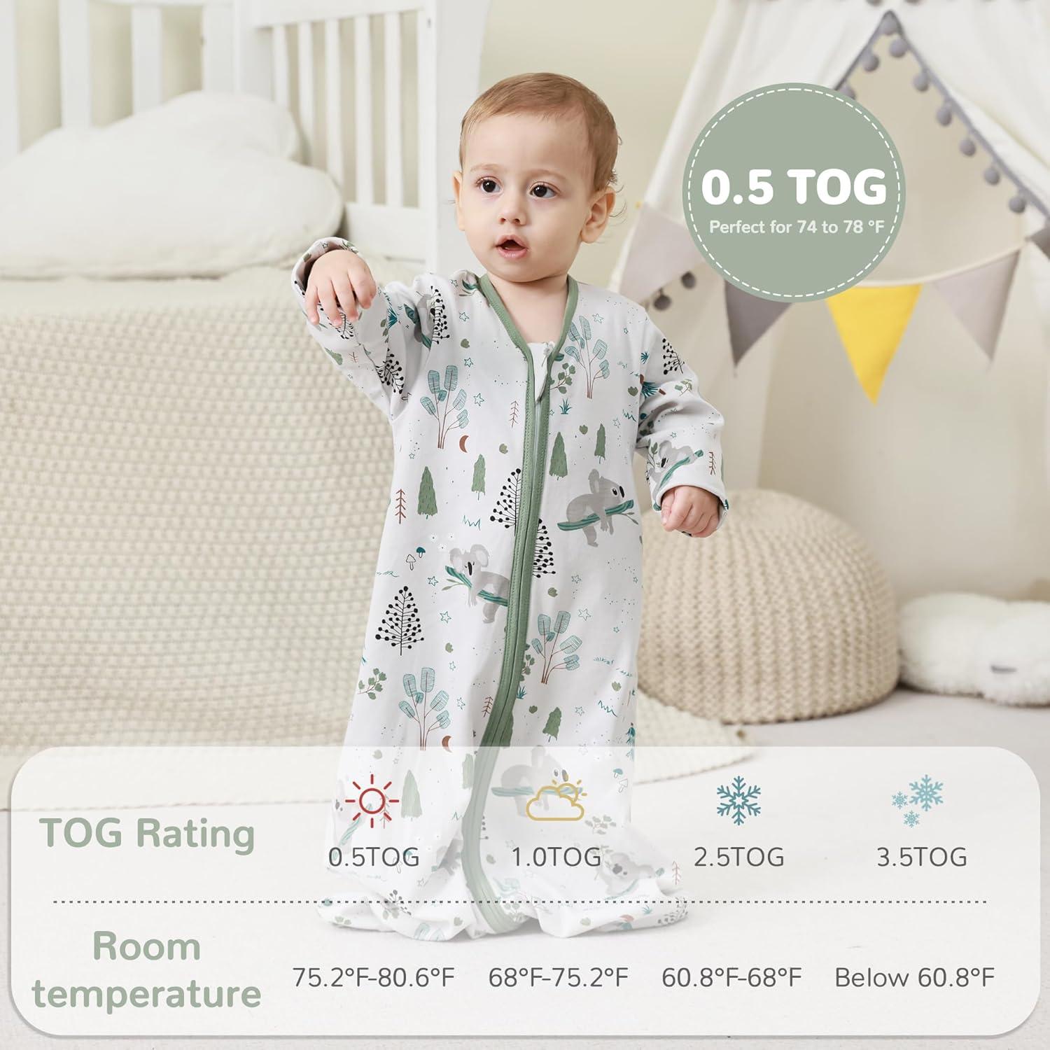 Saco de Sueño JELLYMONI Bebés 6-12 Meses 100% Algodón 0.5 Tog