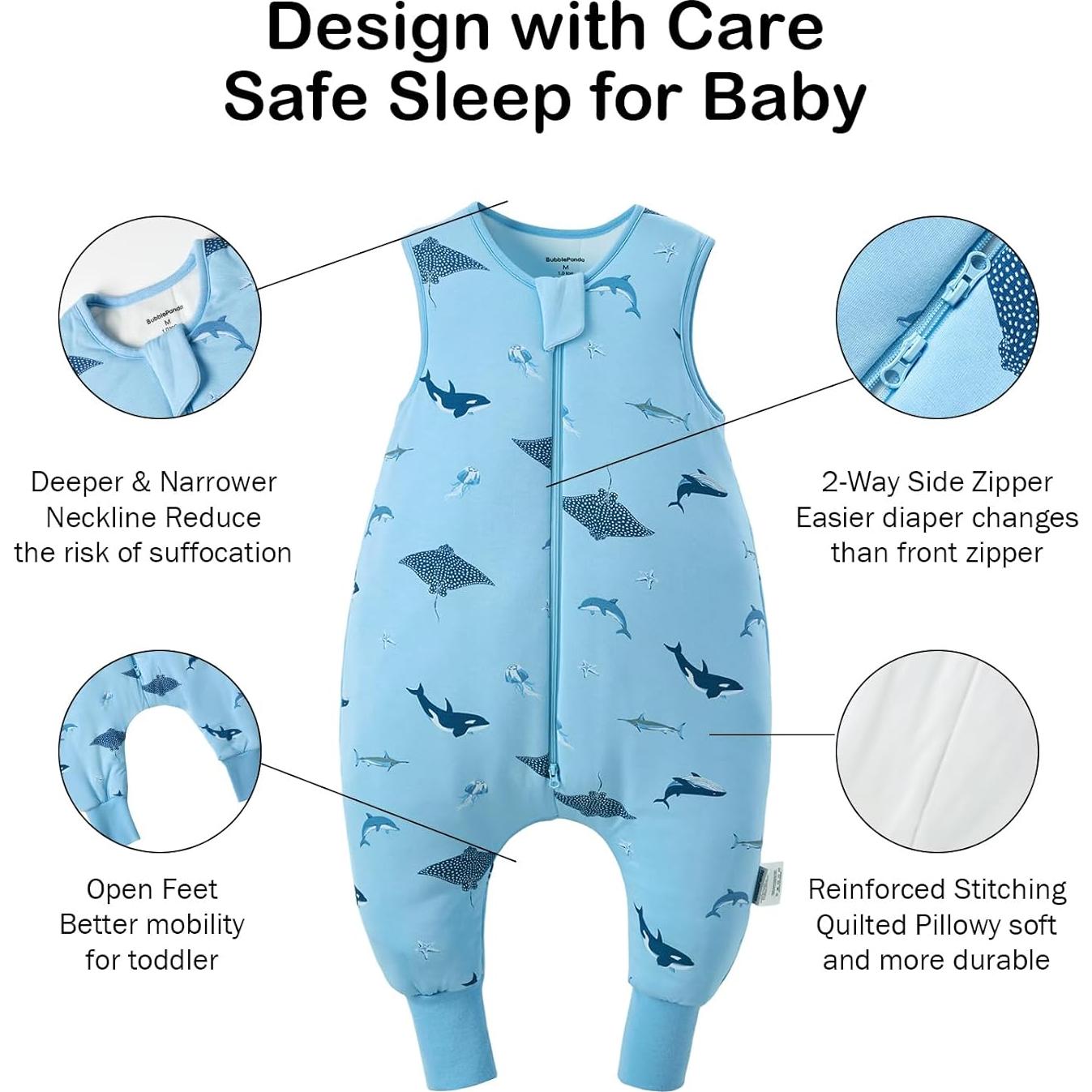 Saco de Dormir BubblePanda Rayón Bambú 1-2T Tiburón