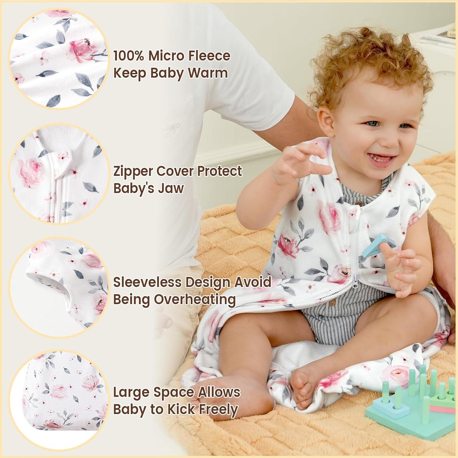 Saco de dormir PHF para bebés 6-12 meses, floral, 2 piezas