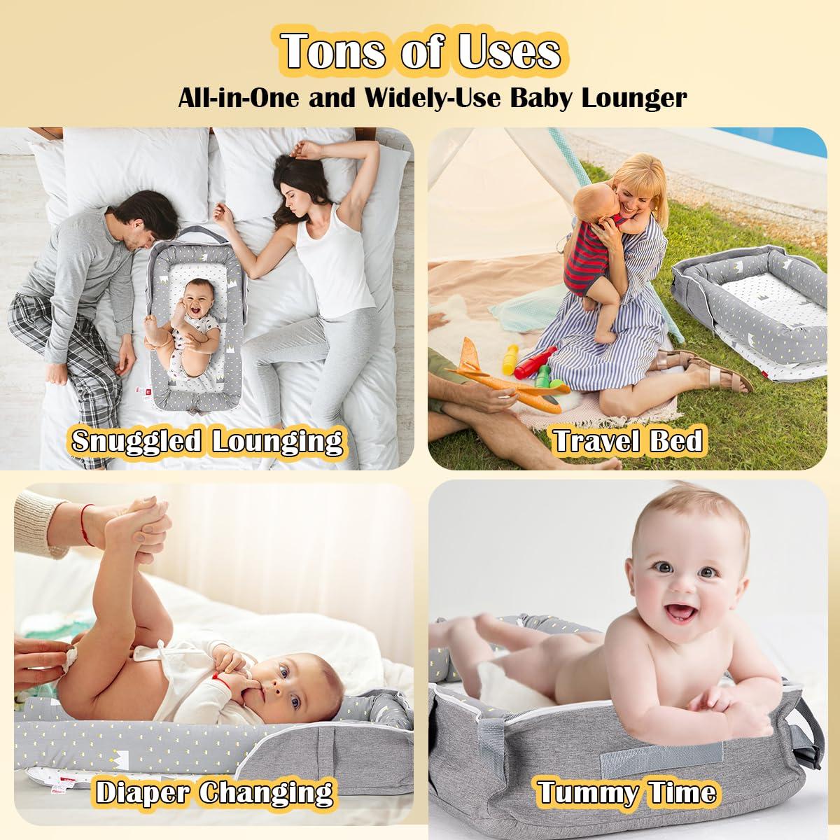 Recliner Infantil Ajustable Ceniza de Corona para Bebés 0-12 Meses