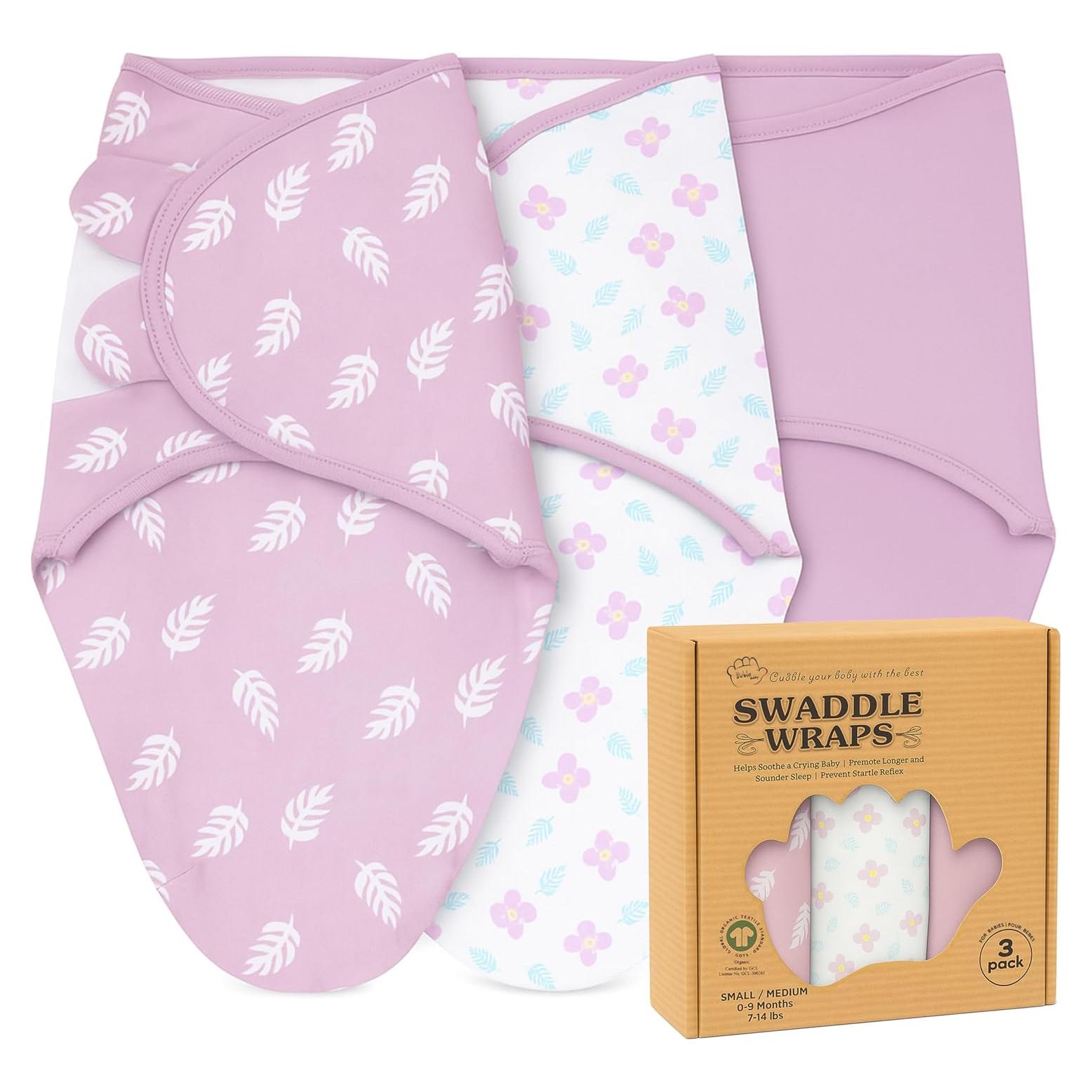 Mantas para Envolver Recién Nacidos Bublo Baby - Paquete de 3 Algodón Orgánico 0-3 meses