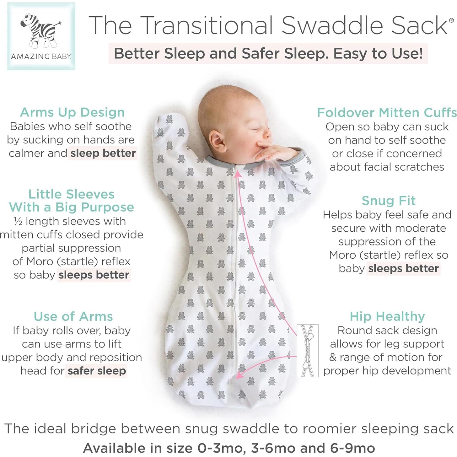 Saco de Envoltura Transicional Bebé Asombroso Mediano 3-6 Meses